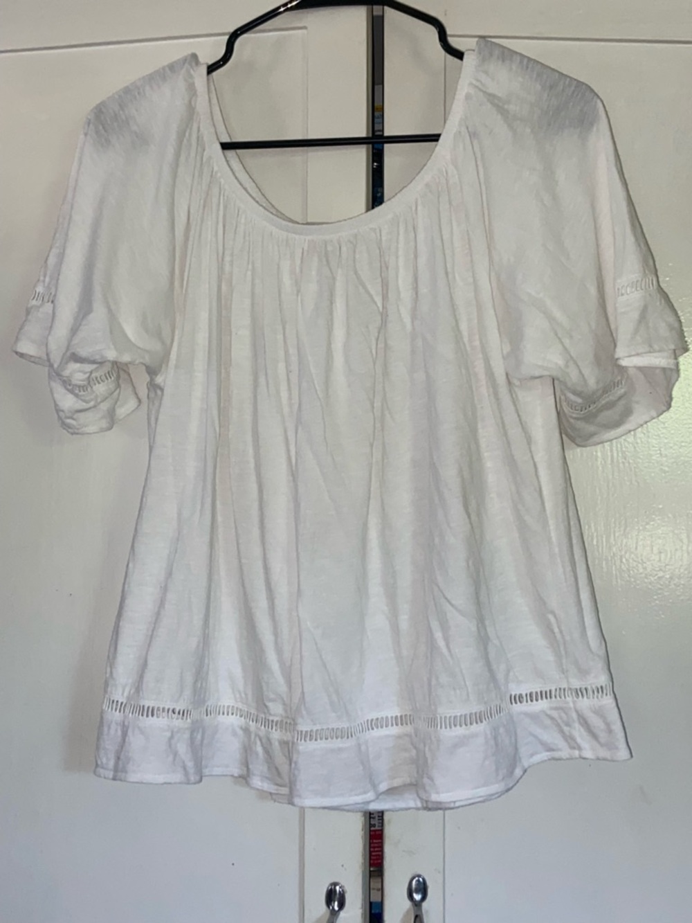 Michael Kors White Puff Sleeve Peasant Blouse